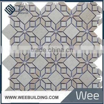 Rhombus White Marble and Stone Mosaic Tiles on Sales