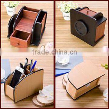 Wood office desk organizer with pen holder for office or wholesaler