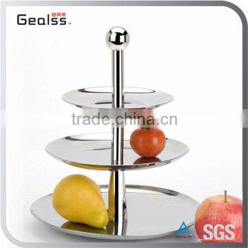 Three Layer Round Food Tray Stainless Steel Fruit Basket / Bar Accessory