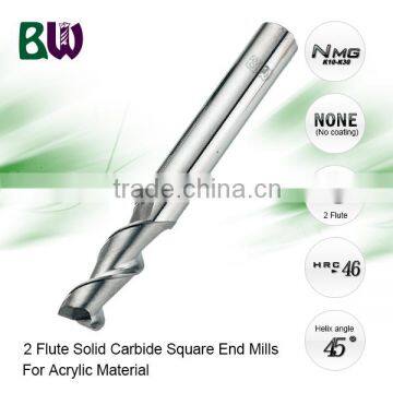 Solid Carbide 2 Flute Acrylic End Mill Cutter For Acrylic Material