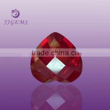 Duble faceted heart shape ruby gem red corundum stone