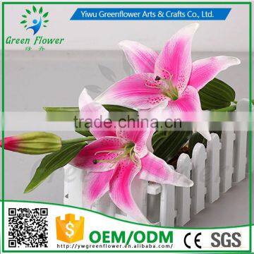 greenflower 2016 Wholesale 3 heads big Latex PU Artificial Flowers Lily Real Touch Bouquet Wedding decrations flowers