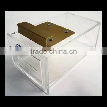 2015 Customized Size Decorate acrylic donation box with lock, clear acrylic box