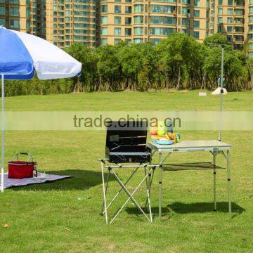 Portable brushed silver picnic table