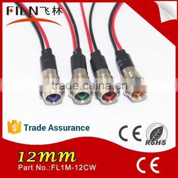 Wenzhou Green Lamp 12MM Metal 12V DC Led Side Signal Lights Bulbs With Wire photo-2