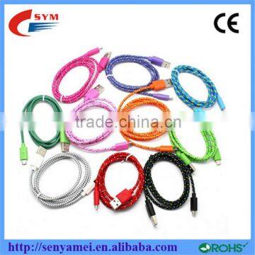 Nylon USB Cable Bulk 3 in 1 usb data charger for iphone 5 usb cable