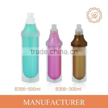 300ml 500ml lotion pump bottle cosmetic bottle with clear outer case special design