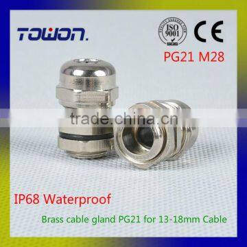 PG21 Waterproof Brass Cable Gland Dia.13-18mm Material Brass