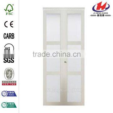 36 in. x 81 in. 3080 Series 3-Lite Tempered Frosted Glass Composite White Interior Closet Bi-fold Door