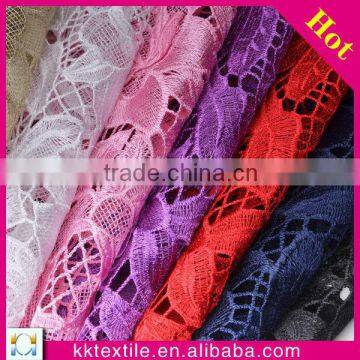 2014 Latest polyester mesh design guipure lace fabric with rose flower embroidery designs