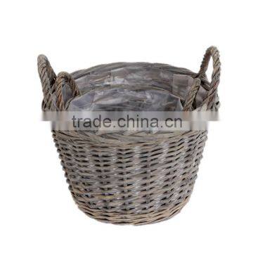 2 pcs round wicker willow flower pots /baskets with ears hot selling in Europe