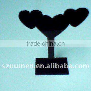 Black acrylic heart shape jewelry earring display stand