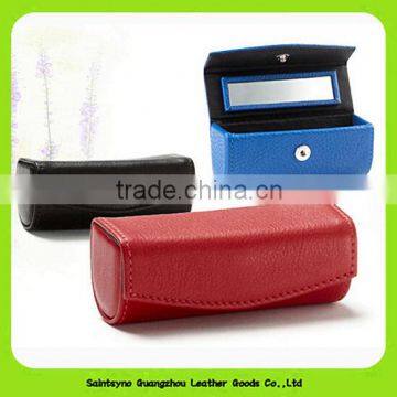 15018 Portable Leather With Good Quality Leather Cosmetic Bag With Mirror photo-5