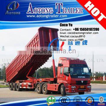 Durable 3-axle 25-60cbm Hydraulic Cylinder Rear Dump Semitrailer chassis /Heavy cargo 60ton Tri-axle Tipper trailer For Sale