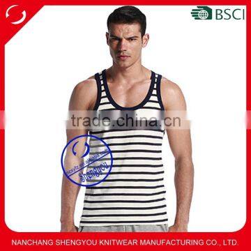 China manufacturer quality custom striped 100 cotton men bulk tank top