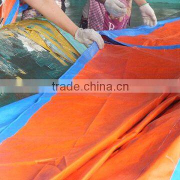 China coloured TARPAULIN tarps finished tarpaulin colored custom size triangle plastic pp rope anti-aging sunscreen feezen-proof