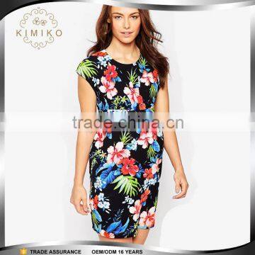 Guangzhou Supply Latest Design Maternity Floral Print Dress