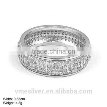 [RZK-0036] 6.5mm Fashion 925 Sterling Silver Ring with CZ Stones, Micro Pave Ring, Wholesale Ring