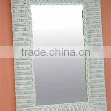 wholesale white wicker mirror frame for home decoration