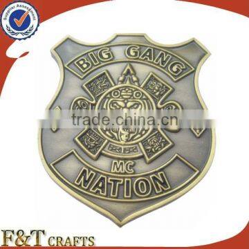 shield sharp metal bronze die casting badge