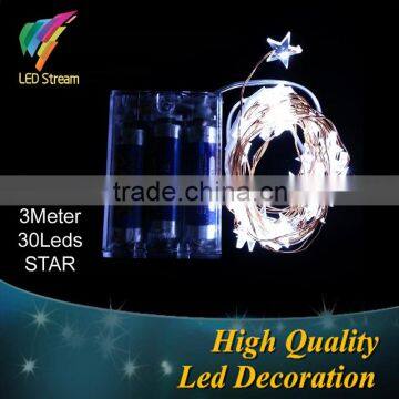 3M30Leds Copper wire Twinkle star shape Fairy LED Christmas and holiday String Lights