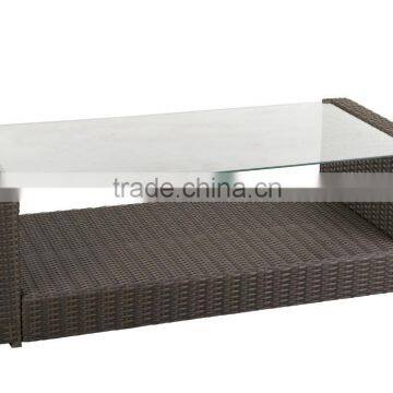 rattan coffee table with tempered glass