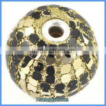 Wholesale Black & Yellow Round Indonesia Resin Bracelet Beads PCB-M100541