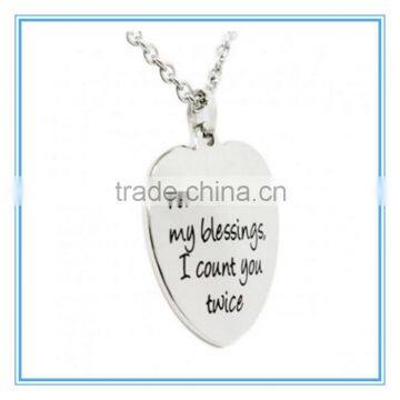 When I Count My Blessings I Count You Twice Heart Pendant