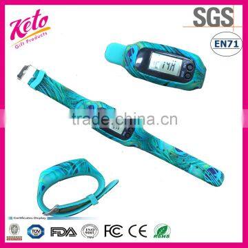 2016 Full Color Sillicone kids 3D Pedometer