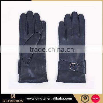 Plaid antistatic lady ski leather 100% cashmere lining glove