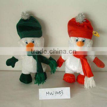 2-colour lovely promotional customized stuffed plush christmas snowman animal toy with christmas scarf&hat