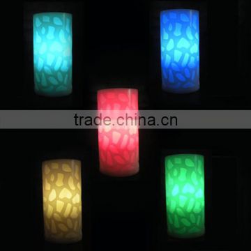 Party decoration nice multicolor glowing cut out led pillar wax candle