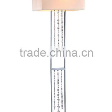 crystal chandelier floor lamp with six drops of crystals and square TC fabric lampshade