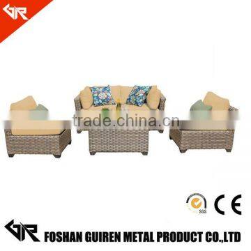 Hand Weave Leisure Outdoor Table and Chair Aluminum Frame 4 Pcs Sofa Set Rattan Garden Furniture