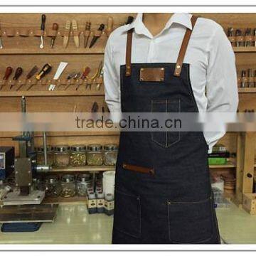 Custom high quality denim work apron with leather                        
                                                Quality Choice