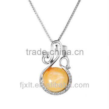 925 Sterling Silver Natural Amber Pendant