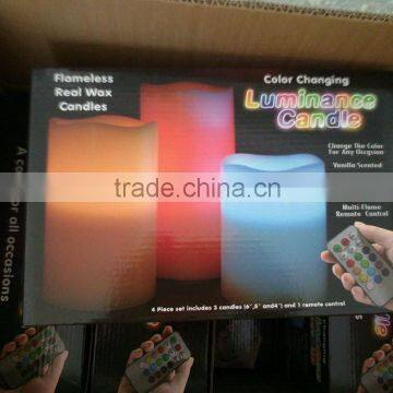 Battery-Operated Real Wax Flameless Candles LED Color-Changing Candles with Remote and Timer