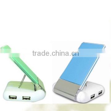 2015 new Fashion Unique blue backlight USB Hub mobile phone holder with card reader and charger