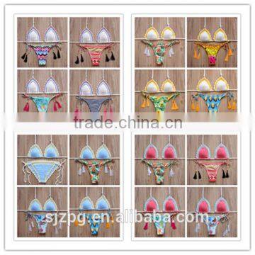 wholesales of crochet sex swimsuit , lady's crochet triangle bikini