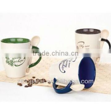 12oz Decaled and Inner Glazed Ceramic Belly Mug with Spoon