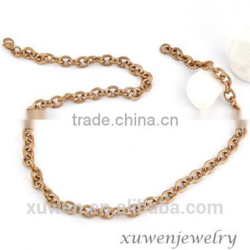 various sizes small rolo shape rose gold stainless steel necklace chain