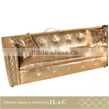 Luxury New design 2016 JS15-31 leather sofa living room sofa stainless steel sofa(China supplier)