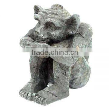 custom resin weathered gree stone effect samll gargoyle statues