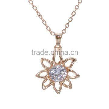 Flower Design Rhinestone pendant necklace