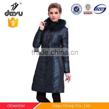 90% feather down jacket for woman winter with fur collar style Long Design Quilted Winter Coat