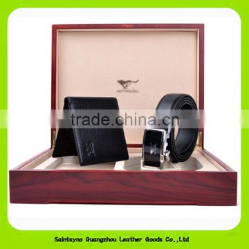 15023 Best Quality Leather Men's Wallet Belt Gift Set