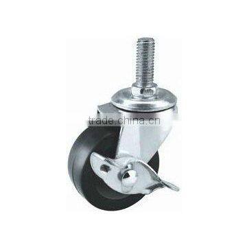 Rubber wheel with plunger and brake