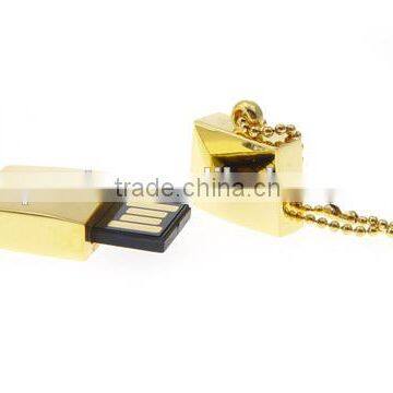 2016 Shining slim usb stick gold color usb flash drive with fashion keychain 1-64gb