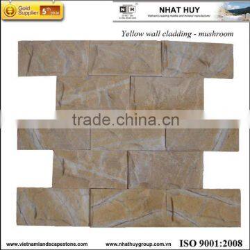 wall cladding yellow mushroom stone marble chiselled