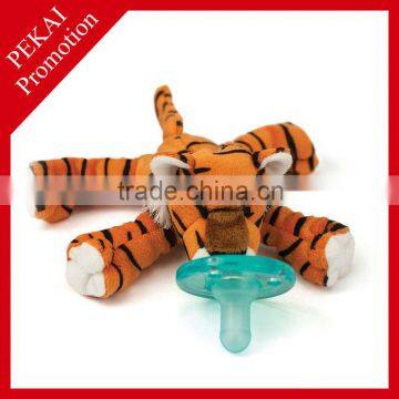 Plush tiger toys with pacifier, plush pacifier